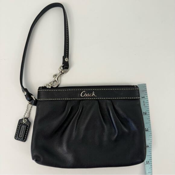 Coach Pleated Black Leather Wristlet Wallet Mini Bag Soft Genuine Leather - Picture 11 of 11
